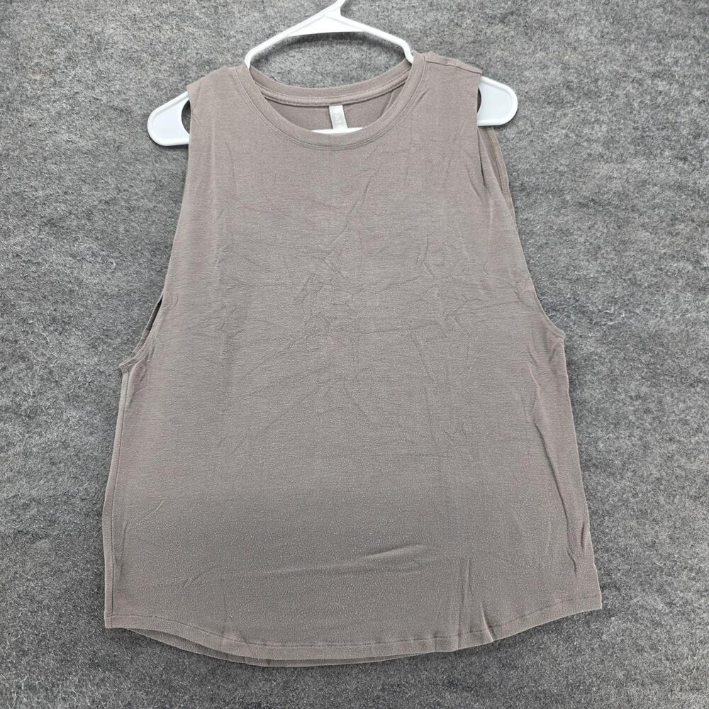 Athleta Tank Womens M Gray Crew Neck Relaxed Stretch Lightweight Breathable